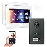 Goliath Hybrid | 2-Draht | Full-HD Video Türsprechanlage | App | 2-Fam | 2 x Full-Touchscreen 7' | Aluminium Unterputz Türstation | + Feedback Modul | 180° Ultra-Weitwinkel | AV-BUS-624