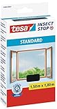 tesa Insect Stop STANDARD Fliegengitter für Fenster - Insektenschutz zuschneidbar - Mückenschutz ohne Bohren - Fliegen Netz anthrazit, 150 cm x 180