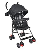 BLLYAYR Standardkinderwagen Leichter Kinderwagen Kompakter Buggy Faltbarer passender Kinderwagen / 4 WheelTravel Kinderwagen Gute Qualität Kinderwagen Buggys (Color : Black)