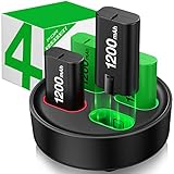 4-Packs Akku für Xbox One/Series X&S Controller, 1200mAh Wiederaufladbare Akku mit LED-Anzeige Akku Ladestation für Xbox Series X/Xbox Series S/Xbox One S/Xbox One X/Xbox One Elite/Xbox One C