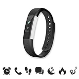 endubro W33/ID115 Fitness Armband - fitness tracker - smart bracelet - Smartwatch für Android Smartphone und iPhone, Schrittzähler, Push-Message und Anrufer - ID Benachrichtigung (Schwarz)