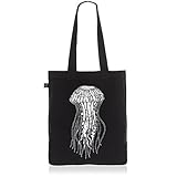 style3 Leonard Jellyfish Biobaumwolle Beutel Jutebeutel Tasche Tote Bag Qualle, Farbe:Schw