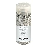 Rayher 3925822 Streuflitter, Dose mit Streudeckel, 110 g, Glitzer ideal zum Basteln, zum Dekorieren von Papier, Karton, Holz, Styropor, Keramik, Stein, silb