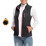 WOWENY Weste Fleece Damen, Ärmellose Jacke Stehkragen mit Reißverschluss, Leichte Softshell-Weste für Damen, Steppweste Winter Bodywarmer Ultraleicht ärmellose Jacke für Wanderung