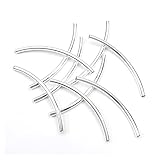 QXLG Wulst 20-50mm Goldene Silber Gebogene Rohr Spacer Perlen Anschlüsse Schmuck Erkenntnisse für Armbänder Halskette Schmuckherstellung Zubehör Machen (Color : Silver 50mm 50pcs)
