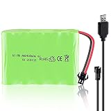 Hootracker 6V 2400mAh NI-MH AA Rechargeable Battery Pack with SM-2P 2Pin Plug and USB Charger Cable for RC Truck Cars V
