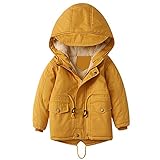 L SERVER Winterjacke für Jungen und Mädchen,warm Hoodie Outfits Dicke Mantel Baby Wintermäntel,Gelb(Verdickung),92-98