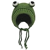 Tocwick Froschmütze gestrickte Ohrenschützer gehäkelte Outdoor winddichte Beanie Hüte Tiere Kappe Halloween Niedlich Cosplay Kostüm Requisiten Party Foto Requisiten Unisex W