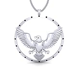 Adler Anhänger Halskette Schwarz Diamant Adler Medaillon Vogel Anhänger Massiv 925 Sterling Silb