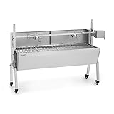 Klarstein Sauenland Pro Spanferkelgrill - Drehspieß, Elektromotor 15W, höhenverstellbar, 4 Grillroste, Windschutz, CrystalSteel Concept, 4 Rollen, 2 Bremsen, E