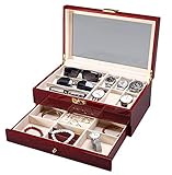 CCAN Geschenkboxen, Uhrenbox Multifunktionale Holzkiste Schmuck Aufbewahrungsbox Schmuck Display Box Uhrengläser Schmuckschatulle Happy L