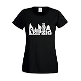 Shirt Department - Damen T-Shirt - Leipzig Skyline schwarz-Weiss M