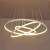 LED Esszimmer Pendelleuchte 98W Modern Wohnzimmer Hängeleuchte Ferndimmen Hängelampe Esstisch-Leuchte Schlafzimmer-Lampe Pendel Beleuchtung Runde 3-Ring Design Büro Kronleuchter Pendellampe Dek