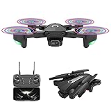 UKDSDGQ Mini Drohne mit Dual 4K Kamera HD LED-Streamer RC Quadrocopter Wifi FPV Übertragung APP Handy gesteuert Follow Me mit 3 Akkus 20 Minuten Flugzeit Headless Modus (Schwarz)