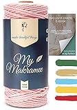 My Makramee - Makramee Garn Hellrosa 3mm x 100m + Makramee Buch zum herunterladen - Makramee Garn 3mm farbig - Macrame C