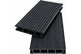 WPC Terrassendiele 20 x 120 mm anthrazit, 5 Meter lang Hohlkammerdiele, beidseitig begehbar, glatt/g