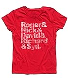 T-Shirt Pink Floyd Namen - Roger, Nick, David, Richard und Syd - Rot, XL