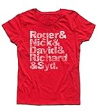 T-Shirt Pink Floyd Namen - Roger, Nick, David, Richard und Syd - Rot, XL