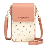Handy Umhängetasche Leder,Aeeque Handytasche zum Umhängen Damen Kleine Crossbody Geldbeutel Minibag Handy Tasche Elegant kompatibel mit Samsung Galaxy A51 M31 A20e A21 A40 S10 S8 S7 S20+ (Rosa)