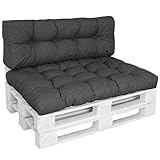 DILUMA | Palettenkissen Set Comfort 2-Teilig Anthrazit | 1x Sitzkissen 120x80 cm + 1x Rückenlehne 120x40 cm | Wasser- & Schmutzabweisender Bezug