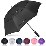 ZOMAKE Automatisches Öffnen Golf Regenschirm 172,7 cm Oversize Extra Groß Double Canopy belüftet Winddicht wasserdicht Stick Schirme(Schwarz)