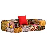 vidaXL Pouf 2-Sitzer Modular Patchwork Stoff Bodenkissen Sitzpouf Lounge S