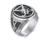 VNOX Edelstahl Satan Ring Luzifer Ring Satanischer Ring Religiöser Ring Punk Hip Pop Bike Bike Ring für Männer,Geschenk fü