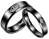 Epinki Goldring Herren, 4mm Verlobungsringe Graviert His Queen, Geschenk für Hochzeit Verlobung, His Queen-1pcs, Gr.60 (19.1)