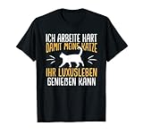Ich Arbeite Hart Katze Luxusleben Spruch T-S