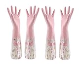 Gutsbox Gummihandschuhe 2 Paare Geschirrhandschuhe Lange Spülhandschuhe für Küche Wäsche Geschirrspülen Reinigung Garten Werkzeug