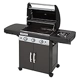 Campingaz Gasgrill 3 Series Classic EXSE, BBQ Grill mit 3 Edelstahl-Brennern und Seitenkocher, Standgrill mit Deckel und Thermometer, InstaClean Reinigungssystem und Culinary Modular Sy