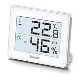 Beurer HM 16 Thermo-Hygrometer, Raumklimakontrolle mittels Temperaturanzeige und Luftfeuchtigkeit, Smiley-Anzeig