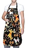 Romance-and-Beauty Vector GreNahtloser Hintergrund mit Hunden flaches Design verstellbare Schürze mit Taschen für WomMChef Küche Kochen BBQ Grillen - Schwarz - Einheitsgröß