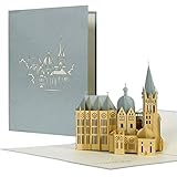 Gutschein, Reisegutschein für eine Kulturreise nach Aachen | 3D Pop Up Karte Aachener Dom | Grußkarte, Souvenir, Geschenkidee, Geschenk für Sie oder Ihn, A56