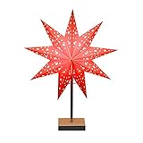 LED Weihnachtsstern mit Ständer, 45cm Standleuchte Stern, Papierstern Leuchte Aushöhlen, 3D Leuchtstern Steckernetzteil, Tischlampe Stern mit Die Glühbirne für Wohnzimmer Schlafzimmer Bar E