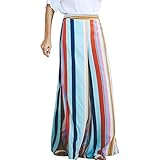 AmyGline Damen Hosen Drucken Gestreifte Hose Lose Weite Beinhosen Sommerhose Sweatpants F