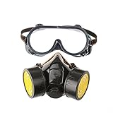 Delmkin Profi Gasmaske Aktivkohle- Lackiermaske Atemschutzmaske mit 2 Filtern Anti-Staub, Pestizide, Formaldehyd, Farblack