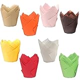 JieYouKeJi Muffinform Papier,200 Stück Backförmchen Tulpen Cupcake Backbecher Muffin Baking Liner Halter Cupcake Wrapper Muffins Muffinförmchen für Hochzeiten Geburtstage Partyzubehö