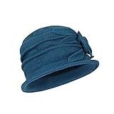Wintermütze Damen Wollmütze Vintage Fischerhut Bucket Hut Blumen Muster Glockenhut Eimerhut Bankett Party Tophut Einfarbige Damenmütze Herbst Winter Warmer Hut Schlapphut für Outdoor Ak