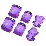 Utry Knieschützer Kinder/Teenager,6 in 1 Ellenbogenschoner Handgelenkschoner Schützer Set,Verstellbar Knieschoner Ellenbogenschützer Handgelenkschoner für Inliner Skaten Roller Skateboard (Lila, S)