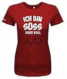 Jayess Ich Bin süß Aber voll Psycho - Damen T-Shirt in Rot by Gr. S