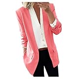 XUNN Damen Blazer Mode Temperament kleine Anzugjacke Langarm Offene Strickjacke Einfarbig Lässige Übergroße Taschen Jacken Mantel Businessjack