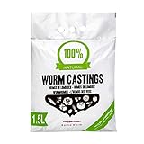 Baltic Worm Wurmhumus 1,5 Liter Natürlicher Düngemittel - Universaldünger Reiner Wurmkompost Worm Castings - Top-Bodenbildner und Pflanzenfutterverbesserer für die Keimung von Töp