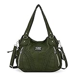 ZOCAI Top-Henkeltaschen PU-Leder Geldbörsen Königin Frauen Handtaschen (1555-3#158#160GREEN)