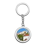 Hqiyaols Keychain Deutschland Veste Schloss Passau Kristall Drehen Rostfreier Stahl Schlüsselbund Reisen Stadt Andenken Schlüsselring