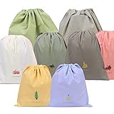 ZERHOK 8tlg Packbeutel Bunt Reisen Beutel Wasserdicht Tunnelzug Packsack Organizer Reise Tasche mit 3 Größen Beutel für Kosmetik Unterwäsche Koffer Sport S