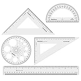 Liquidraw Set Quadrat Dreieck Lineal Geometrie Set Profi Winkelmesser 5er Set Groß