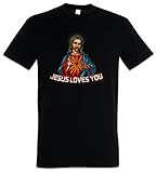 Urban Backwoods Jesus Loves You Herren T-Shirt Schwarz Größe 2XL