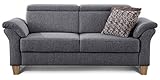 Cavadore 3-Sitzer Sofa Ammerland / Couch mit Federkern im Landhausstil / Inkl. verstellbaren Kopfstützen / 186 x 84 x 93 / Strukturstoff g