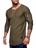 T-Shirt Herren Rundhals Schmücken Reißverschluss/Einfarbig Schulterfalten Langarmshirt Herren Slim Fit Mode Sport T-Shirt Herren Frühling Herbst Lassig Base Shirt H